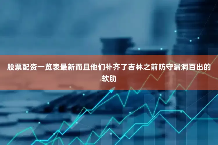 股票配资一览表最新而且他们补齐了吉林之前防守漏洞百出的软肋